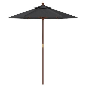 Parasol met houten paal 196x231 cm zwart
