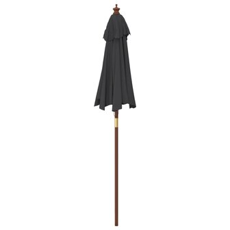 Parasol met houten paal 196x231 cm zwart