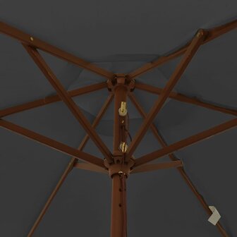 Parasol met houten paal 196x231 cm zwart