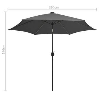Parasol met LED-verlichting en aluminium paal 300 cm antraciet
