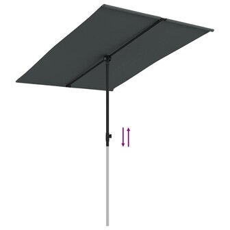 Parasol met aluminium paal 2x1,5 m antracietkleurig