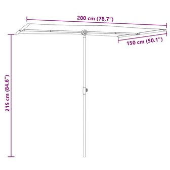 Parasol met aluminium paal 2x1,5 m antracietkleurig
