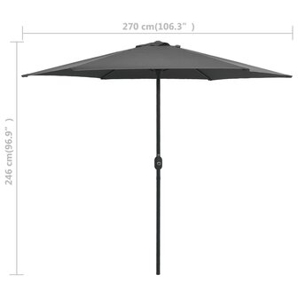 Parasol met aluminium paal 270x246 cm antracietkleurig