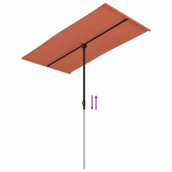 Parasol met aluminium paal 180x110 cm terracottakleurig