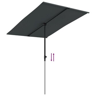 Parasol met aluminium paal 2x1,5 m zwart