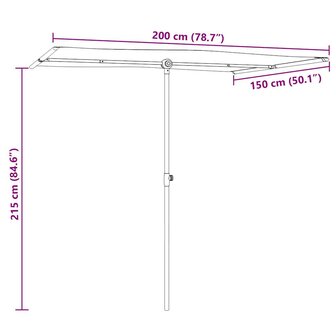 Parasol met aluminium paal 2x1,5 m zwart