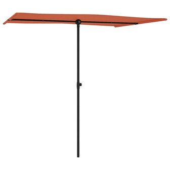Parasol met aluminium paal 2x1,5 m terracottakleurig