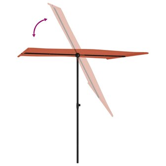 Parasol met aluminium paal 2x1,5 m terracottakleurig