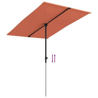 Parasol met aluminium paal 2x1,5 m terracottakleurig