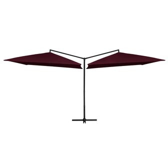 Parasol dubbel met stalen paal 250x250 cm bordeauxrood