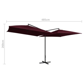Parasol dubbel met stalen paal 250x250 cm bordeauxrood