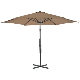 Parasol met stalen paal 300 cm taupe