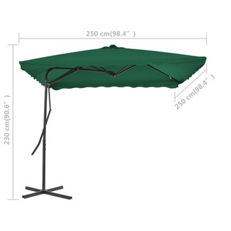 Parasol met stalen paal 250x250 cm groen