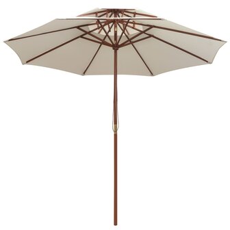 Dubbeldekker parasol 270x270 cm houten paal cr&egrave;mewit