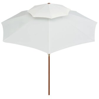 Dubbeldekker parasol 270x270 cm houten paal cr&egrave;mewit