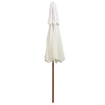 Dubbeldekker parasol 270x270 cm houten paal cr&egrave;mewit