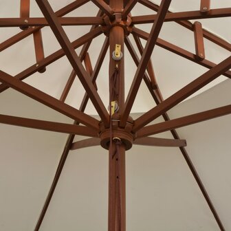 Dubbeldekker parasol 270x270 cm houten paal cr&egrave;mewit