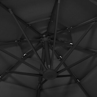 Parasol 4-laags met aluminium paal 3x3 m zwart