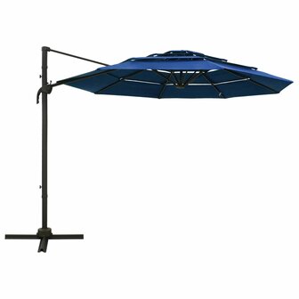 Parasol 4-laags met aluminium paal 3x3 m azuurblauw