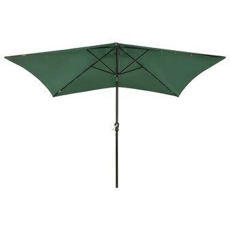 Parasol met LED&#039;s en stalen paal 2x3 m groen