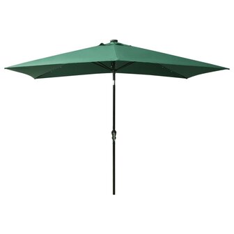 Parasol met LED&#039;s en stalen paal 2x3 m groen