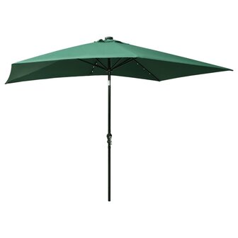 Parasol met LED&#039;s en stalen paal 2x3 m groen