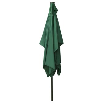 Parasol met LED&#039;s en stalen paal 2x3 m groen