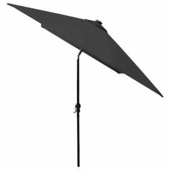 Parasol met LED&#039;s en stalen paal 2x3 m zwart