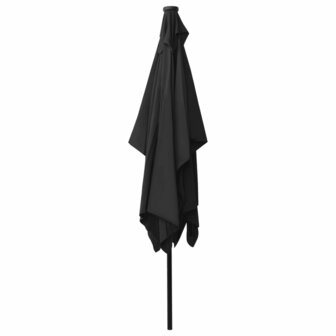 Parasol met LED&#039;s en stalen paal 2x3 m zwart