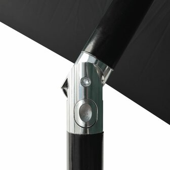 Parasol met LED&#039;s en stalen paal 2x3 m zwart