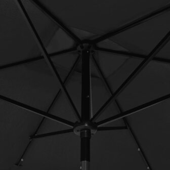 Parasol met LED&#039;s en stalen paal 2x3 m zwart