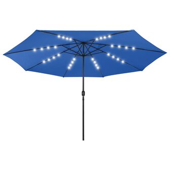 Parasol met LED-verlichting 400 cm azuurblauw