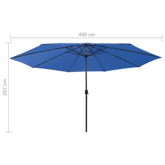 Parasol met LED-verlichting 400 cm azuurblauw