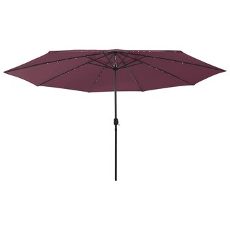 Parasol met LED-verlichting 400 cm bordeauxrood