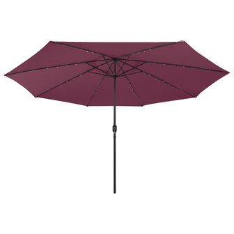 Parasol met LED-verlichting 400 cm bordeauxrood