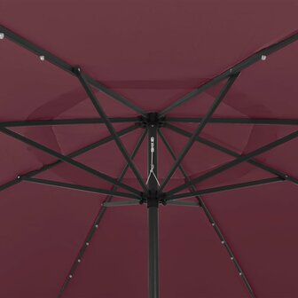 Parasol met LED-verlichting 400 cm bordeauxrood