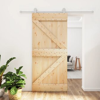 Schuifdeur met beslag 95x210 cm massief grenenhout