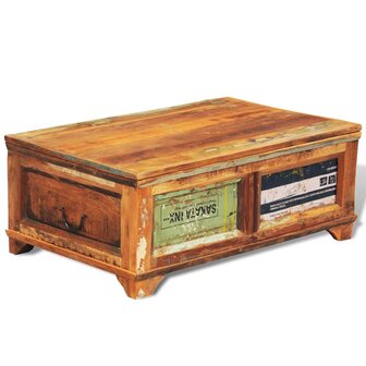 Salontafel met opbergruimte vintage stijl gerecycled hout