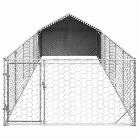 Hondenkennel met ren 8x2x1,5 m gegalvaniseerd staal