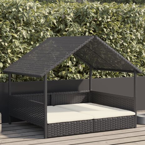 Hondenhok met kussen poly rattan