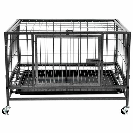 Hondenbench met wielen robuust 82x66x56 cm staal