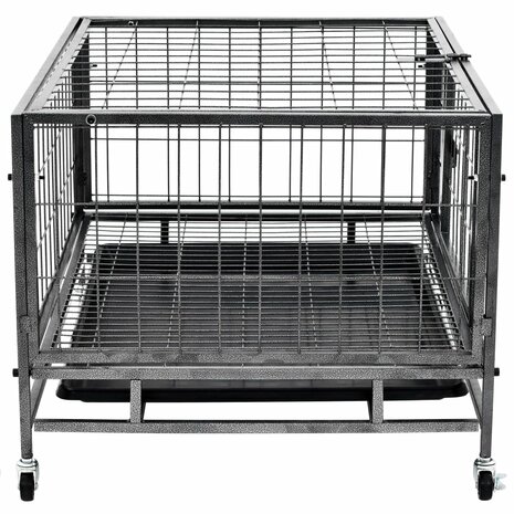 Hondenbench met wielen robuust 82x66x56 cm staal