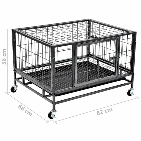 Hondenbench met wielen robuust 82x66x56 cm staal