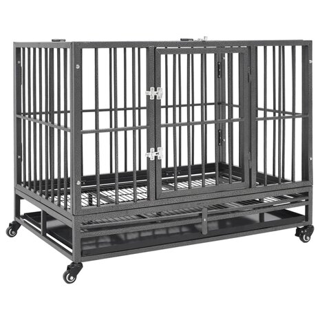 Hondenbench met wielen 92x62x76 cm staal
