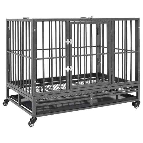 Hondenbench met wielen 102x72x85 cm staal