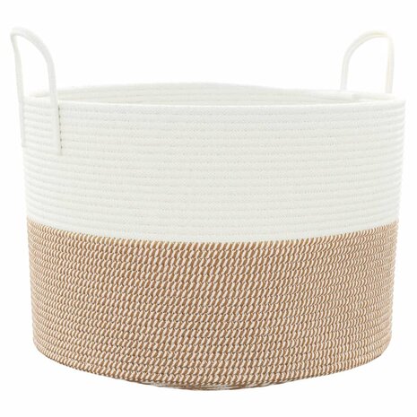 Opbergmand Ø 51x33 cm katoen bruin en wit