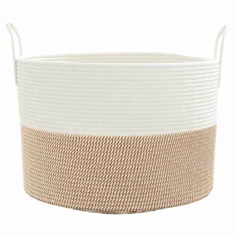 Opbergmand Ø 51x33 cm katoen bruin en wit