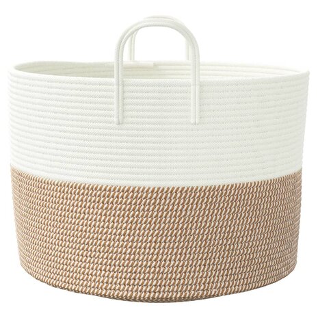 Opbergmand Ø 51x33 cm katoen bruin en wit