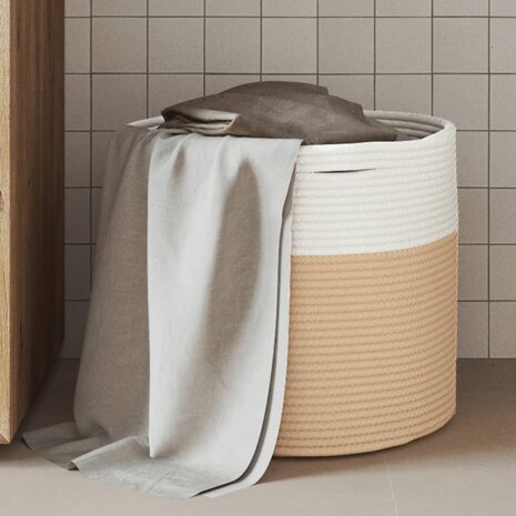 Opbergmand Ø 40x35 cm katoen beige en wit