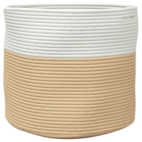 Opbergmand Ø 40x35 cm katoen beige en wit